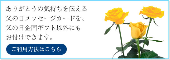 ありがとうの気持ちを伝える父の日メッセージカードを、父の日企画ギフト以外にもおつけできます。